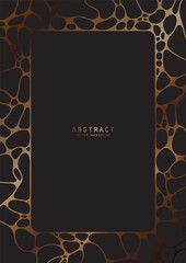 Luxury golden minimalistic geometric A4 template. Black premium abstract background design with elegant gold neurographic pattern and curved lines for invitation, brochure, card or notebook cover
