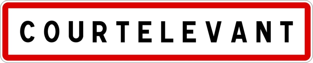 Obraz premium Panneau entrée ville agglomération Courtelevant / Town entrance sign Courtelevant