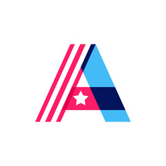 A letter logo made of American Stars and Stripes flag.