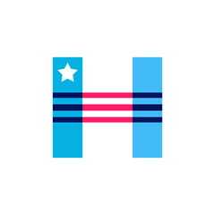 H letter logo made of American Stars and Stripes flag.