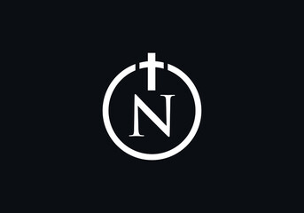 Religion church logo and symbol design vector with the letter N