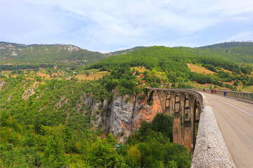 Fototapeta na wymiar Famous Dzhurdzhevich Bridge in Montenegro