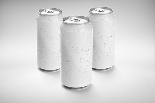 Three White Can Mock-up With Tear Drop