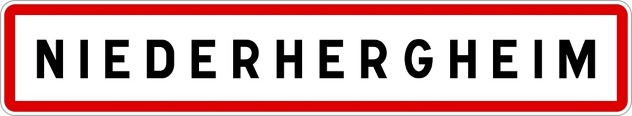 Panneau entrée ville agglomération Niederhergheim / Town entrance sign Niederhergheim