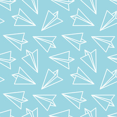 seamless pattern with paper airplanes- vector illustration
