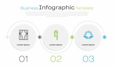 Set line Circus curtain raises, Firework rocket and Juggling ball. Business infographic template. Vector