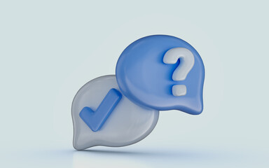 question mark confirmed signs of false rejection or clarification Survey reaction 3d render icon