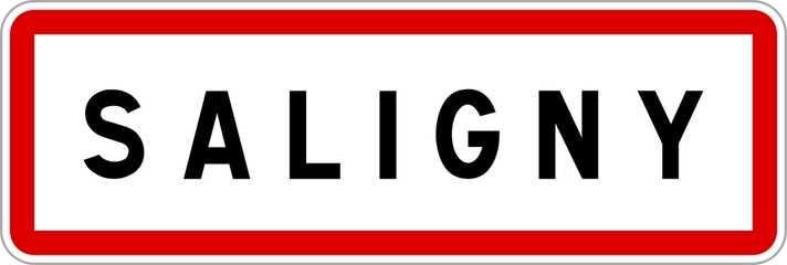 Panneau entrée ville agglomération Saligny / Town entrance sign Saligny