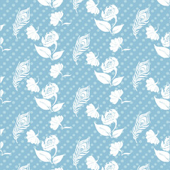 Two color vector floral pattern. Design for wallpaper, wrapping paper, background, fabric. Vector seamless pattern with decorative leaves flower