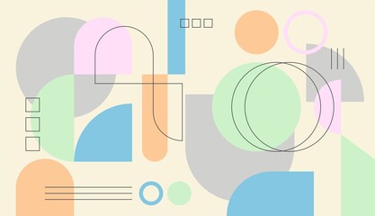 Abstract shapes geometric vector design with cute colors