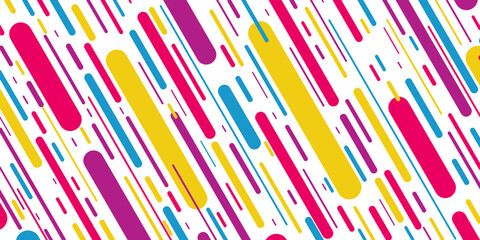 Geometric lined trendy background. Vivid pop art colors vector design. Striped pattern of violet, purple, blue and yellow color. Modern trendy pop art style colors banner