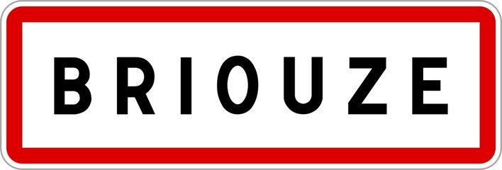 Fototapeta premium Panneau entrée ville agglomération Briouze / Town entrance sign Briouze