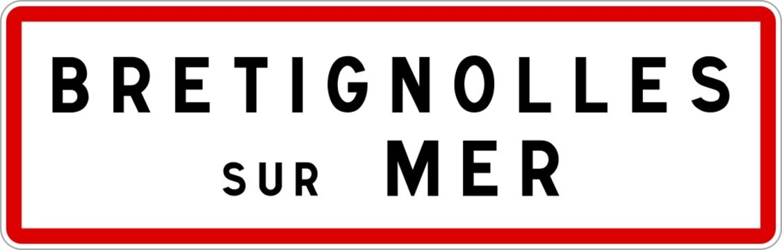 Panneau entrée ville agglomération Bretignolles-sur-Mer / Town entrance sign Bretignolles-sur-Mer