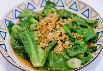 Stir Fried Chinese Kale with Oyster Sauce, Thai food food cuisine