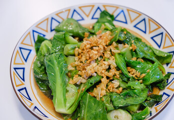 Stir Fried Chinese Kale with Oyster Sauce, Thai food food cuisine