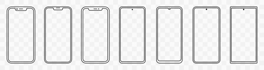 Smartphone outline set. Phone. Smartphone line icons. Mobile phone. Vector illustration