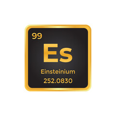 Einstenium periodic table element Es atom vector icon design with atomic and mass number. Chemistry chemical element symbol
