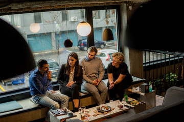 Talking about something serious in the cafe