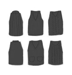 黒のニットベストのイラストセット