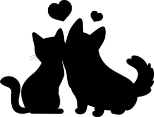 Cat and Dog Silhouettes Cat and Dog SVG EPS PNG