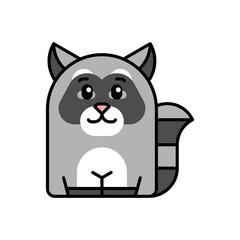 Raccoon icon. Icon design. Template elements. Flat style