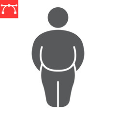 Fat man glyph icon, diabetic and overweight, fatty man vector icon, vector graphics, editable stroke solid sign, eps 10.
