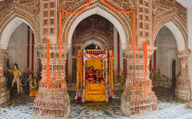 Lalji temple of Kalna, West Bengal, India - It is one of oldest temples of lord Krishna (a Hindu Gd) at Kalna with terracotta art works on the temple walls.