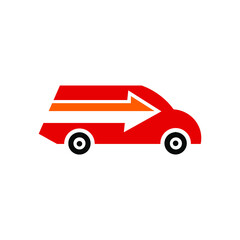 Car logo for goods transportation services or fast delivery