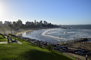 Mar del Plata, Argentina - 16 march 2017: View of one of the most popular beaches of Mar del Plata...