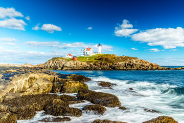 The Nubble Point lighthouse on Cape Neddick, Maine - 504415721
