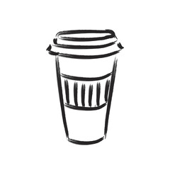 Line vector illustration of paper cup