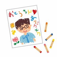 父の日の似顔絵とクレヨン