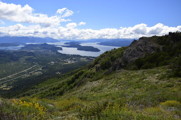 San Carlos de Bariloche is a city in the Argentinian province of Rio Negro. view of the lake and the city of Bariloche