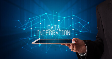 Fototapeta premium Person holding tablet, security concept