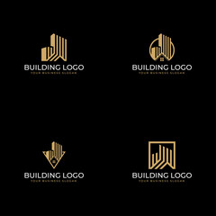 Architectural logo design bundle in luxury style with line art technique