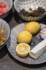 Preparing dinner. Food. Table, close-up, dining, background, lighting, people. Adventure restaurant.