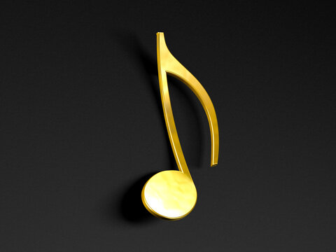 Concepto de canción y melodía. Fondo musical. Notas musicales doradas sobre fondo negro.Corchea.
