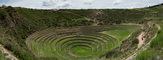 The Incan terraces at Moray Morai Inca Ruin (northwest of Cuzco), Peru