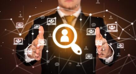 Hand holding social media icons