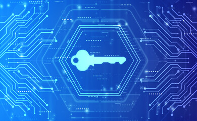 2d illustration digital abstract technology digital future cyber security key
