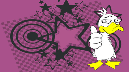 funny standing duck or goose cartoon background in vector format