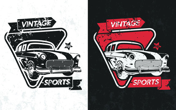 Vintage sports 1946 cars t shirt design vector