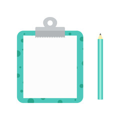 clipboard with blank white paper and pencil