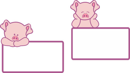 cute baby pig cartoon billboard pack in vector format