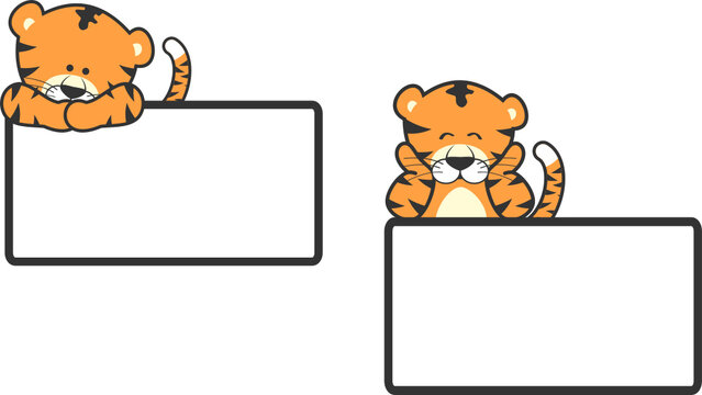 cute baby tiger cartoon billboard pack in vector format
