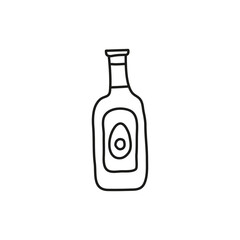 Doodle outline avocado oil in bottle.