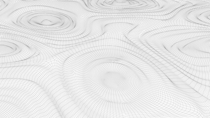 Abstract wave surface wireframe retro pattern. Abstract 3d vector wireframe background.