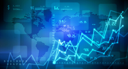 2d rendering Stock market online business concept. business Graph 
