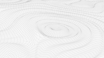 Abstract wave surface wireframe retro pattern. Abstract 3d vector wireframe background.