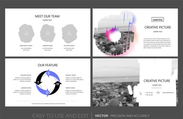 Creative presentation templates with editable design elements and infographics. Background for presentation. Vector Slide, flyer, report, marketing, advertising, annual report, banner.	